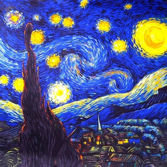 Artist Museum Collection Scarf Van Gogh Starry Skies Art Present Gift - Picture 8 of 9